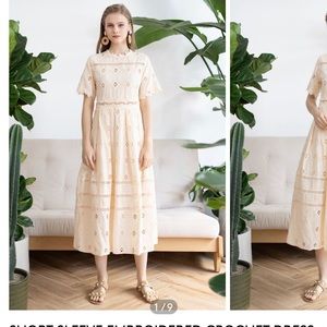 Chicwish Cream, embroidered lace shortsleeved dress!  Perfect condition
